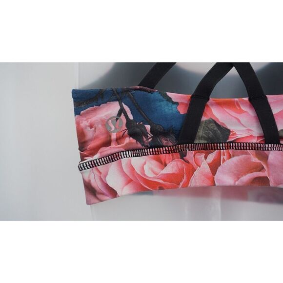 Lululemon Energy Bra Secret Garden Pink Black Floral Size 4 - Picture 4 of 7